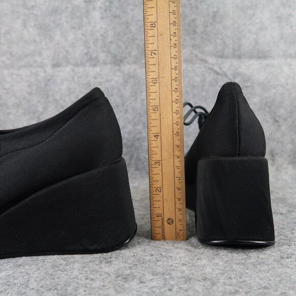 Edward Paul Shoes Women 8.5 Wedge Oxford Fashion Platform Lace Up Academia Black - Picture 8 of 16